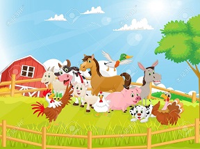 animated farm animals in a pen