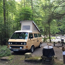 Camper van parked at Audra campsite