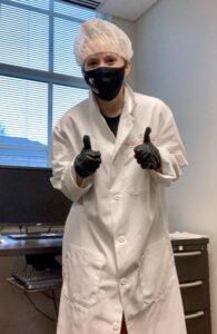 Jess in PPE for fMRI study.